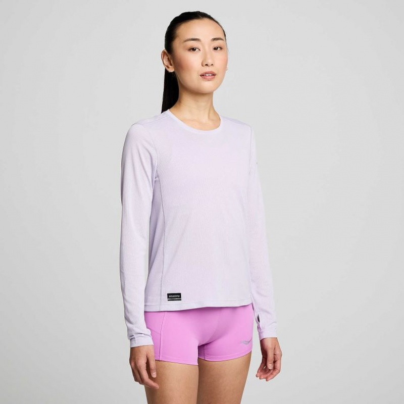 Purple Saucony Stopwatch Long Sleeve Women's T-Shirt | USA QKHOYX