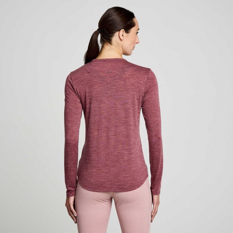 Red Saucony Peregrine Merino Long Sleeve Women's T-Shirt | USA NVUDHS