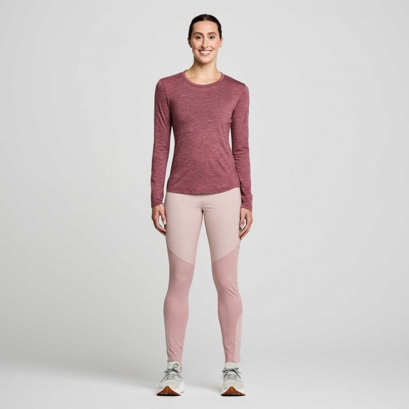 Red Saucony Peregrine Merino Long Sleeve Women's T-Shirt | USA NVUDHS