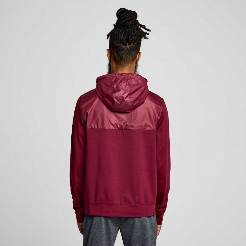 Red Saucony Solstice Zip Men's Hoodie | USA OFLSMU