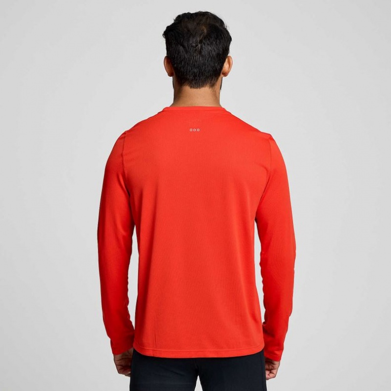 Red Saucony Stopwatch Long Sleeve Men's T-Shirt | USA BWQTXP