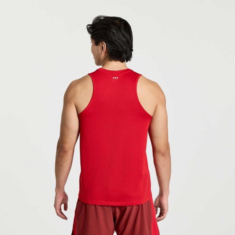 Red Saucony Stopwatch Men's Singlet | USA GNTEDF