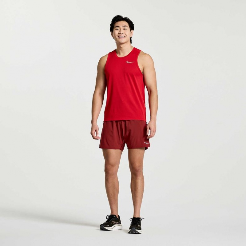 Red Saucony Stopwatch Men's Singlet | USA GNTEDF