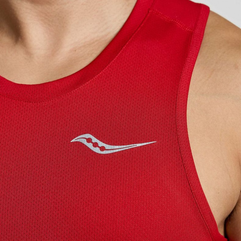 Red Saucony Stopwatch Men's Singlet | USA GNTEDF