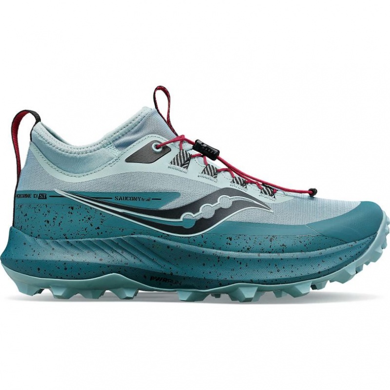 Turquoise Saucony Peregrine 13 ST Women\'s Trail Running Shoes | USA QNUBXJ