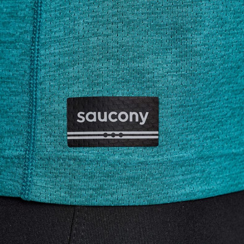 Turquoise Saucony Stopwatch Short Sleeve Women's T-Shirt | USA FNXKSH