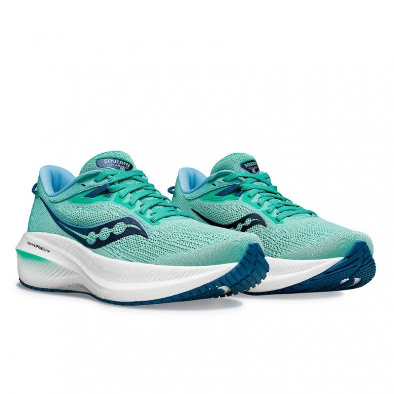 Turquoise Saucony Triumph 21 Women's Running Shoes | USA VOAZDK