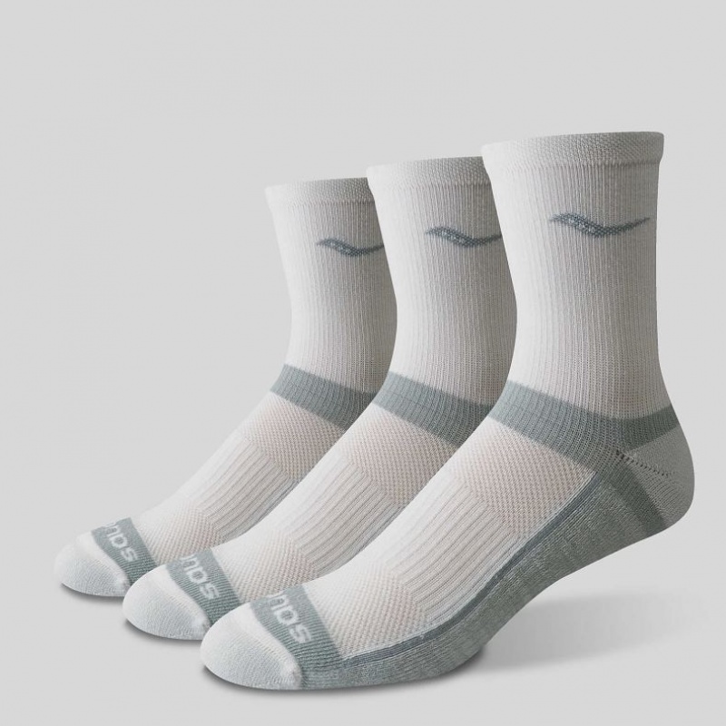 White Saucony Inferno Cushion Mid 3-Pack Men's Socks | USA LURGPT