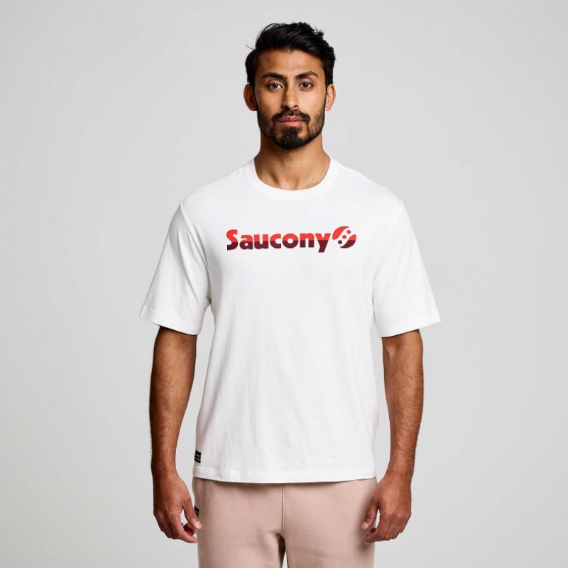 White Saucony Recovery Short Sleeve Men\'s T-Shirt | USA IMCAJY