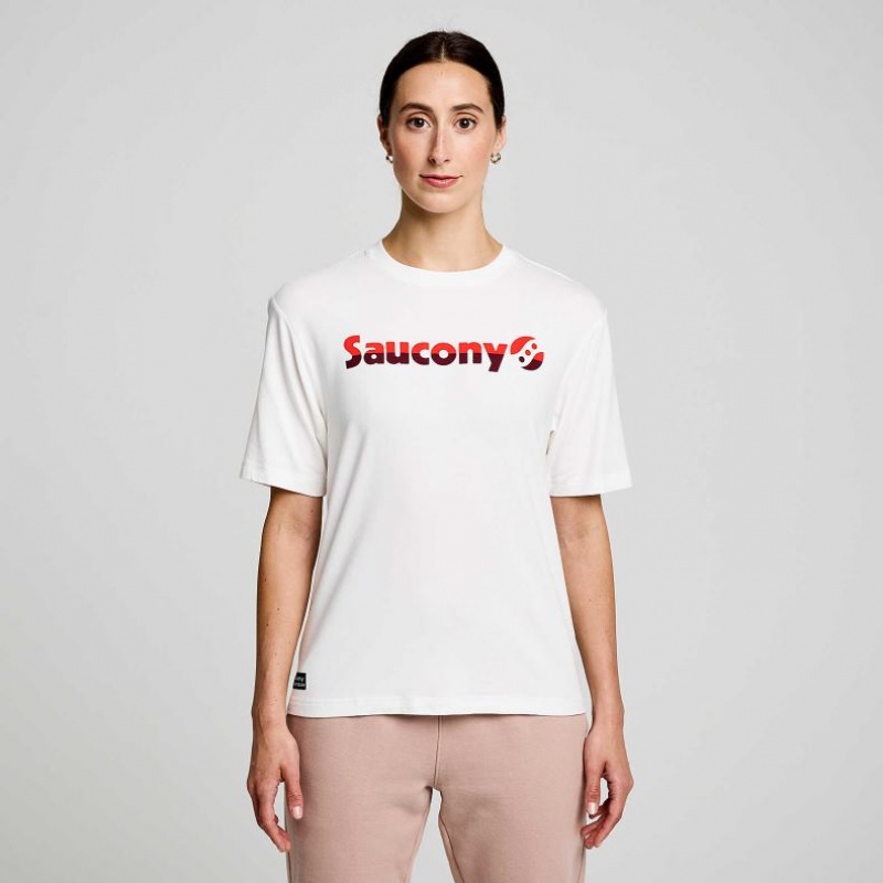 White Saucony Recovery Short Sleeve Women\'s T-Shirt | USA VLPBNQ