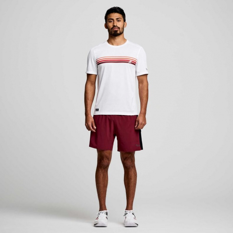 White Saucony Stopwatch Graphic Short Sleeve Men's T-Shirt | USA FOWKPI