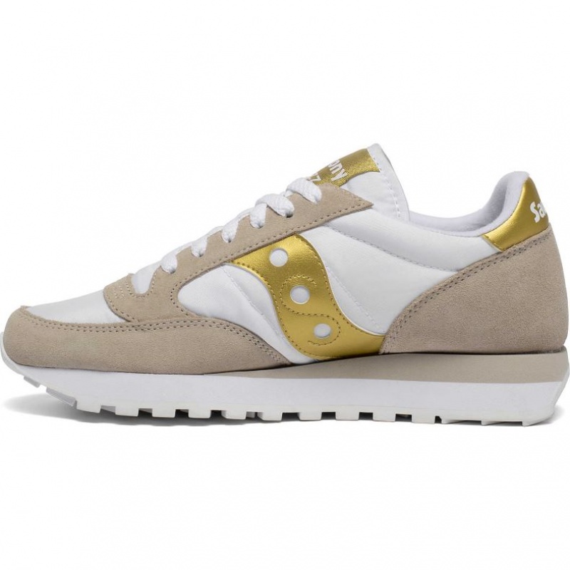 White / Beige / Gold Saucony Jazz Original Women's Sneakers | USA FWQAIC