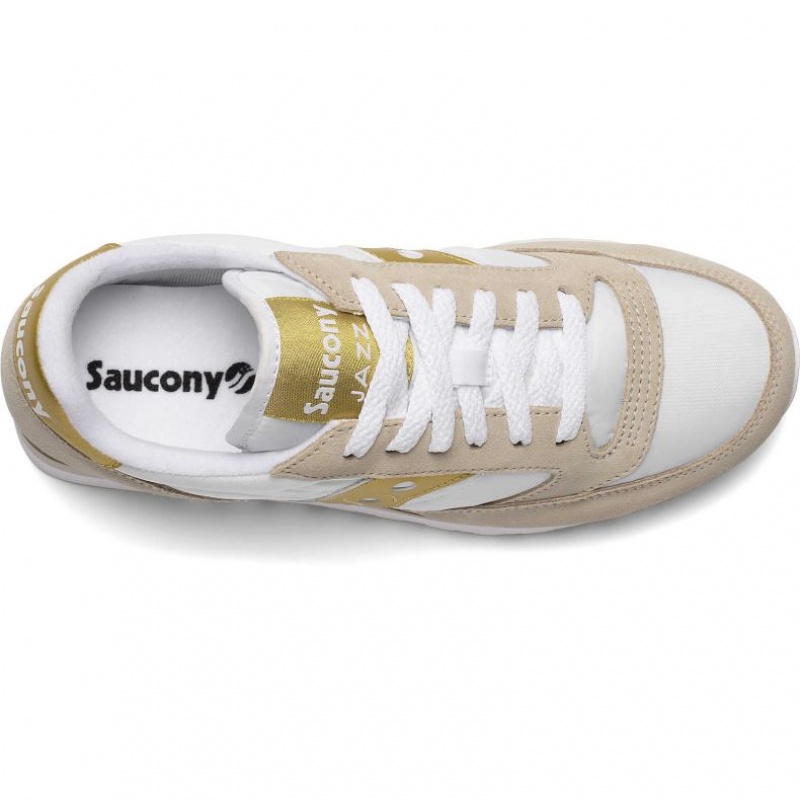 White / Beige / Gold Saucony Jazz Original Women's Sneakers | USA FWQAIC