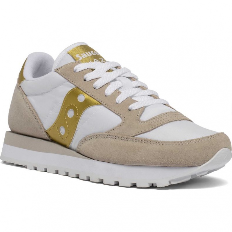 White / Beige / Gold Saucony Jazz Original Women's Sneakers | USA FWQAIC