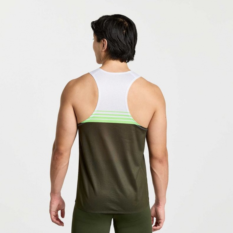 White / Black Saucony Elite Men's Singlet | USA DVKLCF