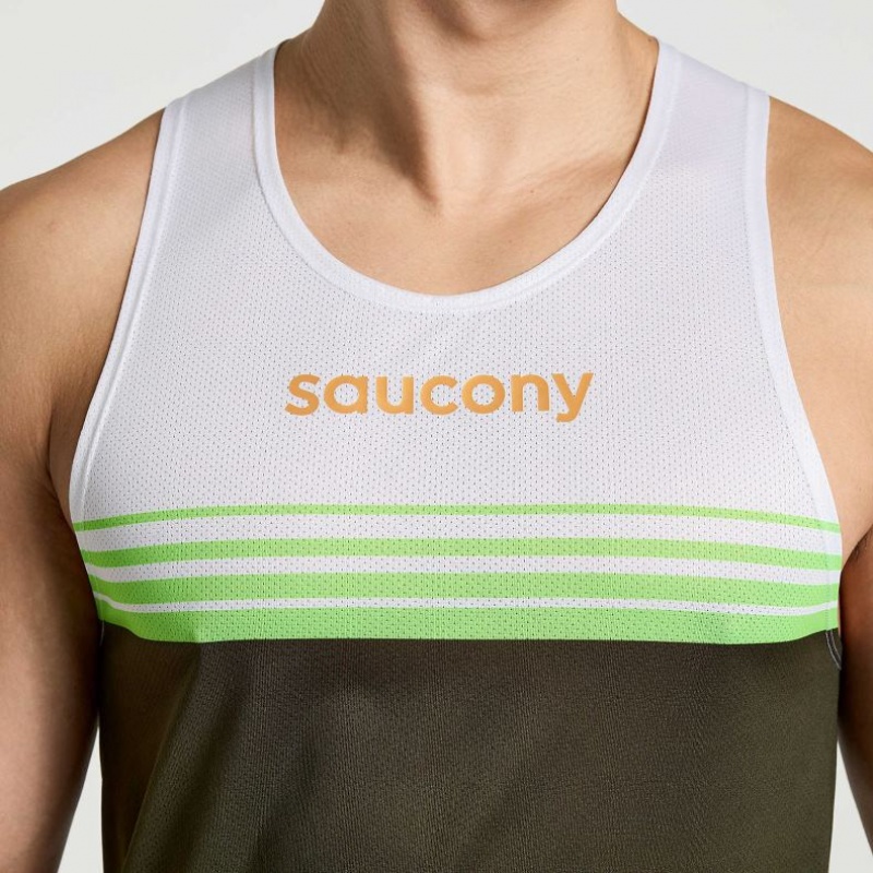 White / Black Saucony Elite Men's Singlet | USA DVKLCF