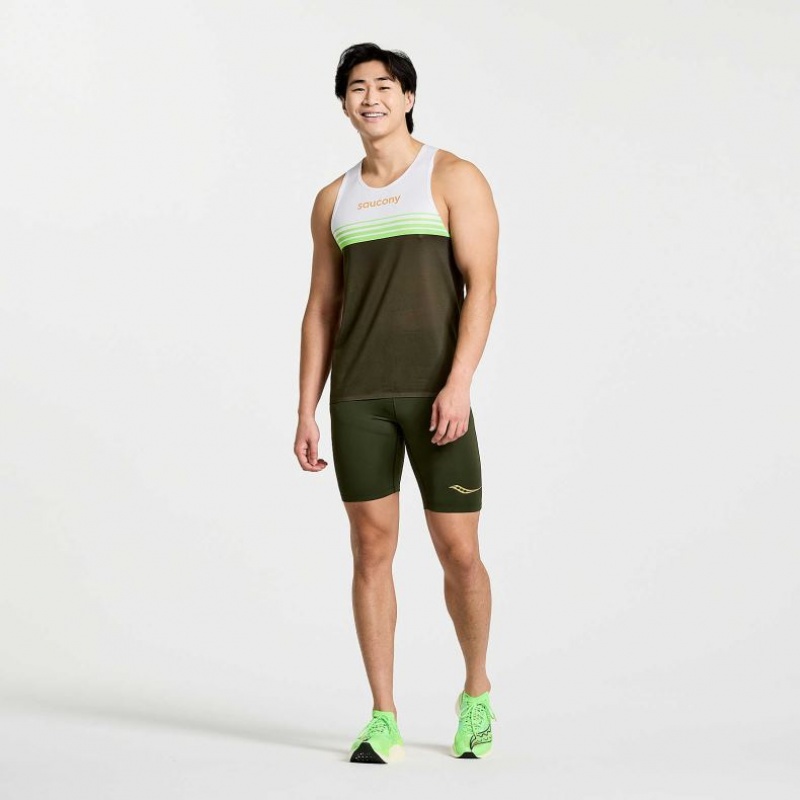 White / Black Saucony Elite Men's Singlet | USA DVKLCF