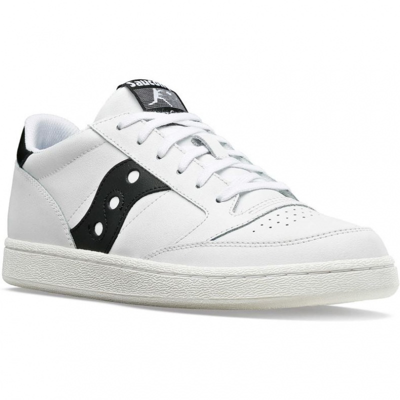 White / Black Saucony Jazz Court PU Men's Sneakers | USA IRBSCY