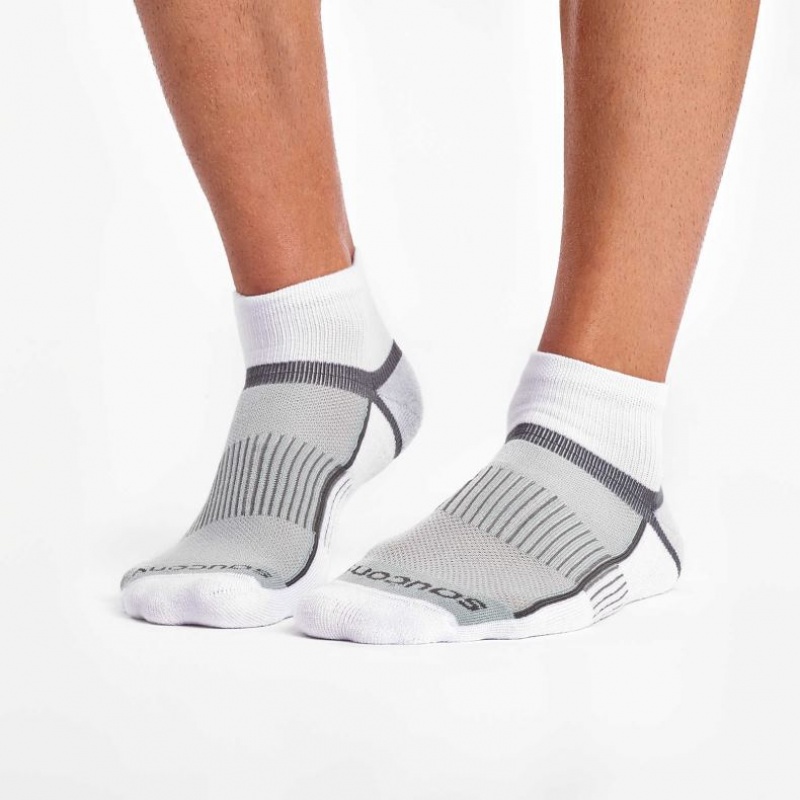 White / Grey Saucony Inferno Quarter 3-Pack Women's Socks | USA RKQWSJ