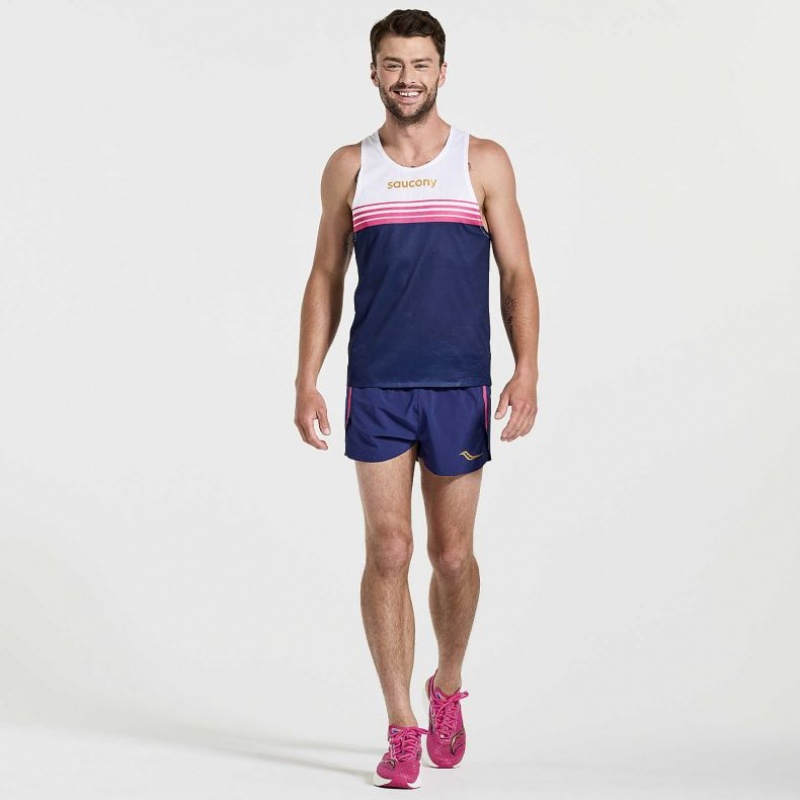 White / Navy Saucony Elite Men's Singlet | USA ZBVQMO