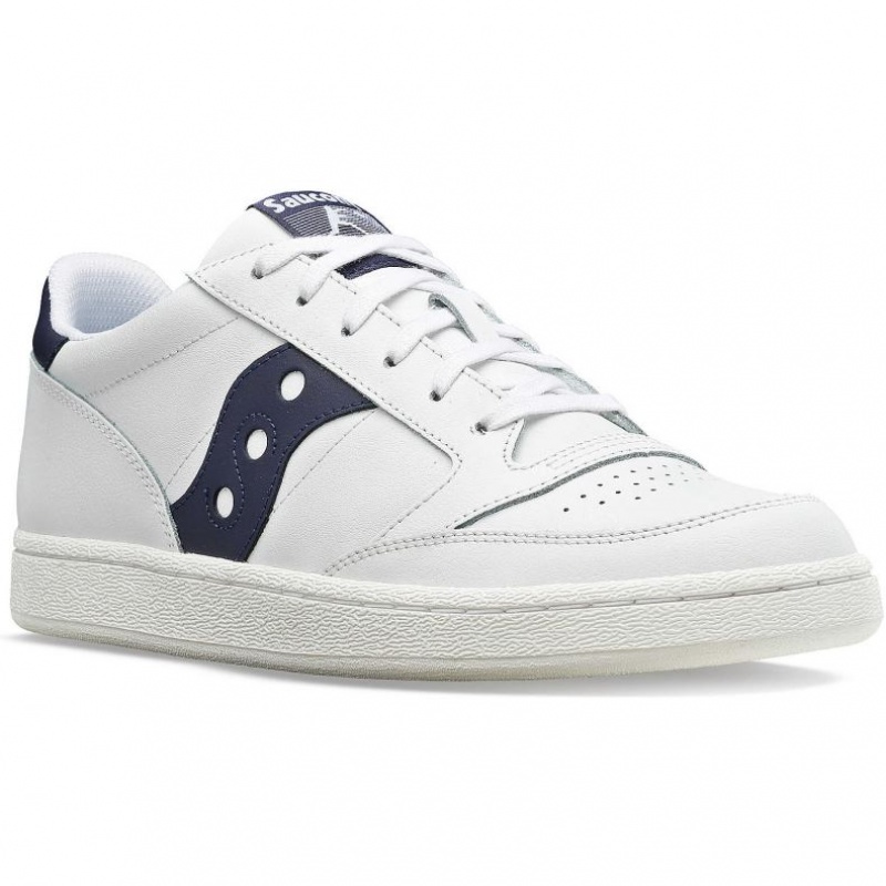 White / Navy Saucony Jazz Court PU Women's Sneakers | USA CKDALZ