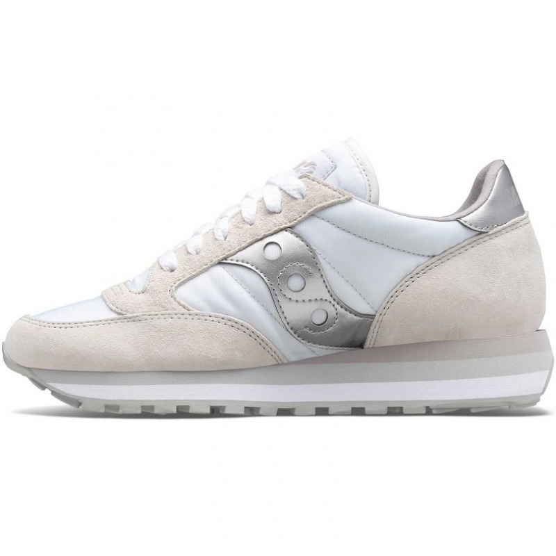 White / Silver Saucony Jazz Triple Women's Sneakers | USA IUFSYW