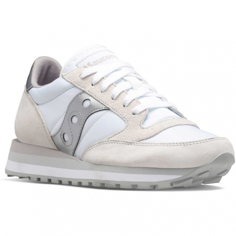 White / Silver Saucony Jazz Triple Women's Sneakers | USA IUFSYW