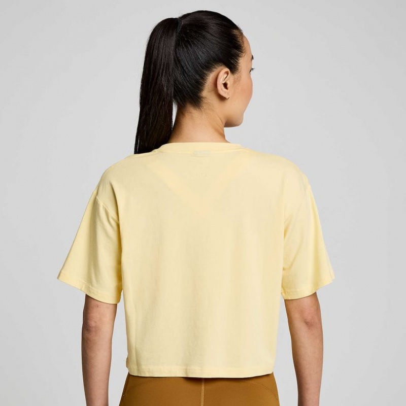 Yellow Saucony Recovery Boxy Women's T-Shirt | USA DJEOTG