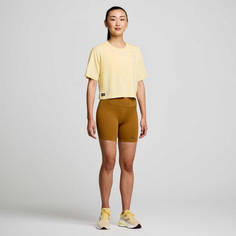 Yellow Saucony Recovery Boxy Women's T-Shirt | USA DJEOTG