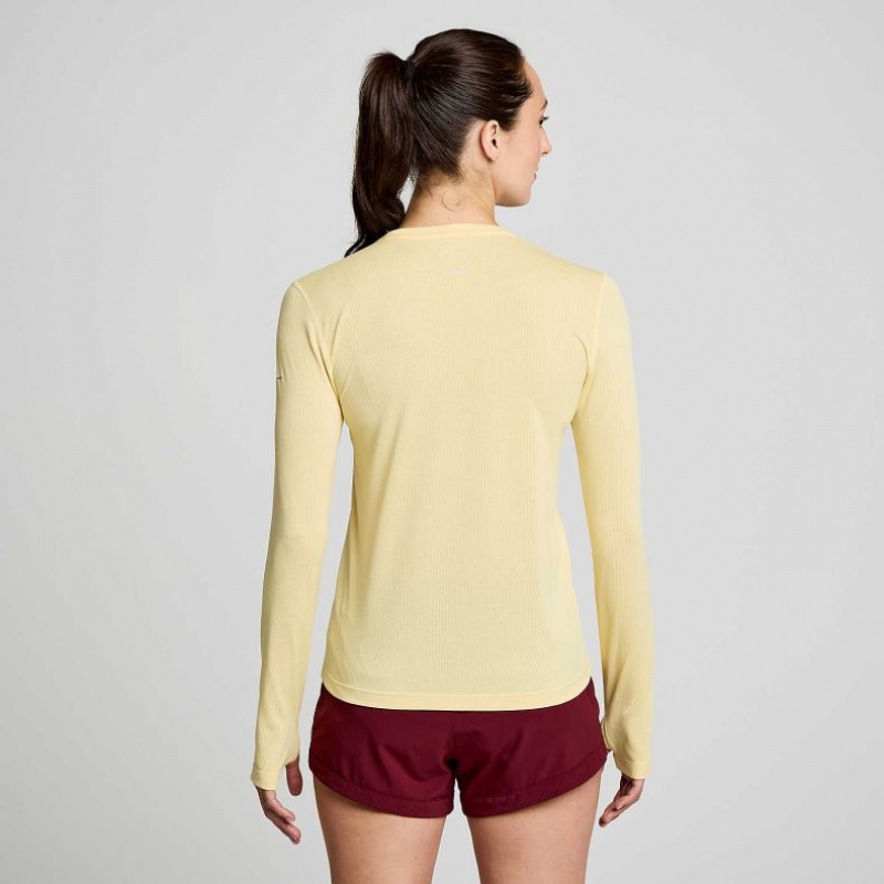 Yellow Saucony Stopwatch Graphic Long Sleeve Women's T-Shirt | USA TRHZIP