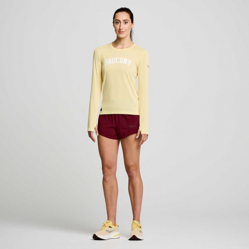 Yellow Saucony Stopwatch Graphic Long Sleeve Women's T-Shirt | USA TRHZIP