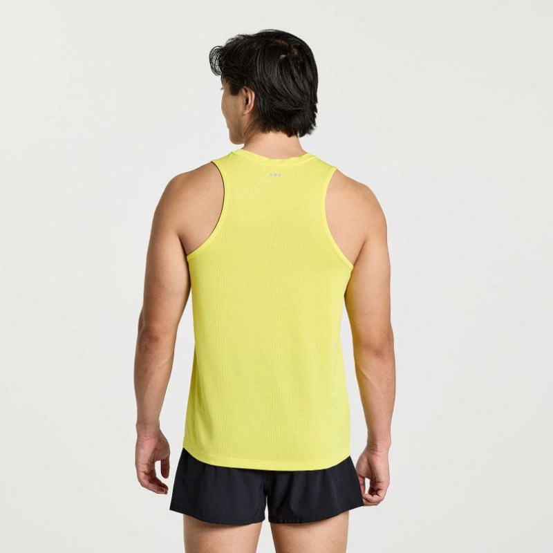 Yellow Saucony Stopwatch Men's Singlet | USA DTIMOP