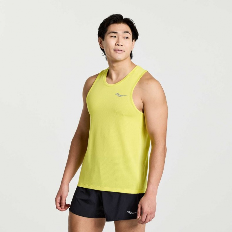 Yellow Saucony Stopwatch Men\'s Singlet | USA DTIMOP